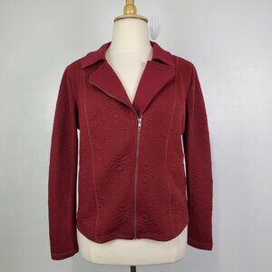 Dressbarn Maroon Mixed Media Knit Moto Jacket with Pockets NEW NWT Size XL